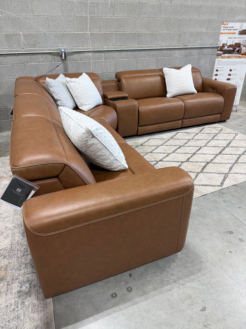 Ashley Rally-Up Leather 5pc Dual Power Reclining Sectional