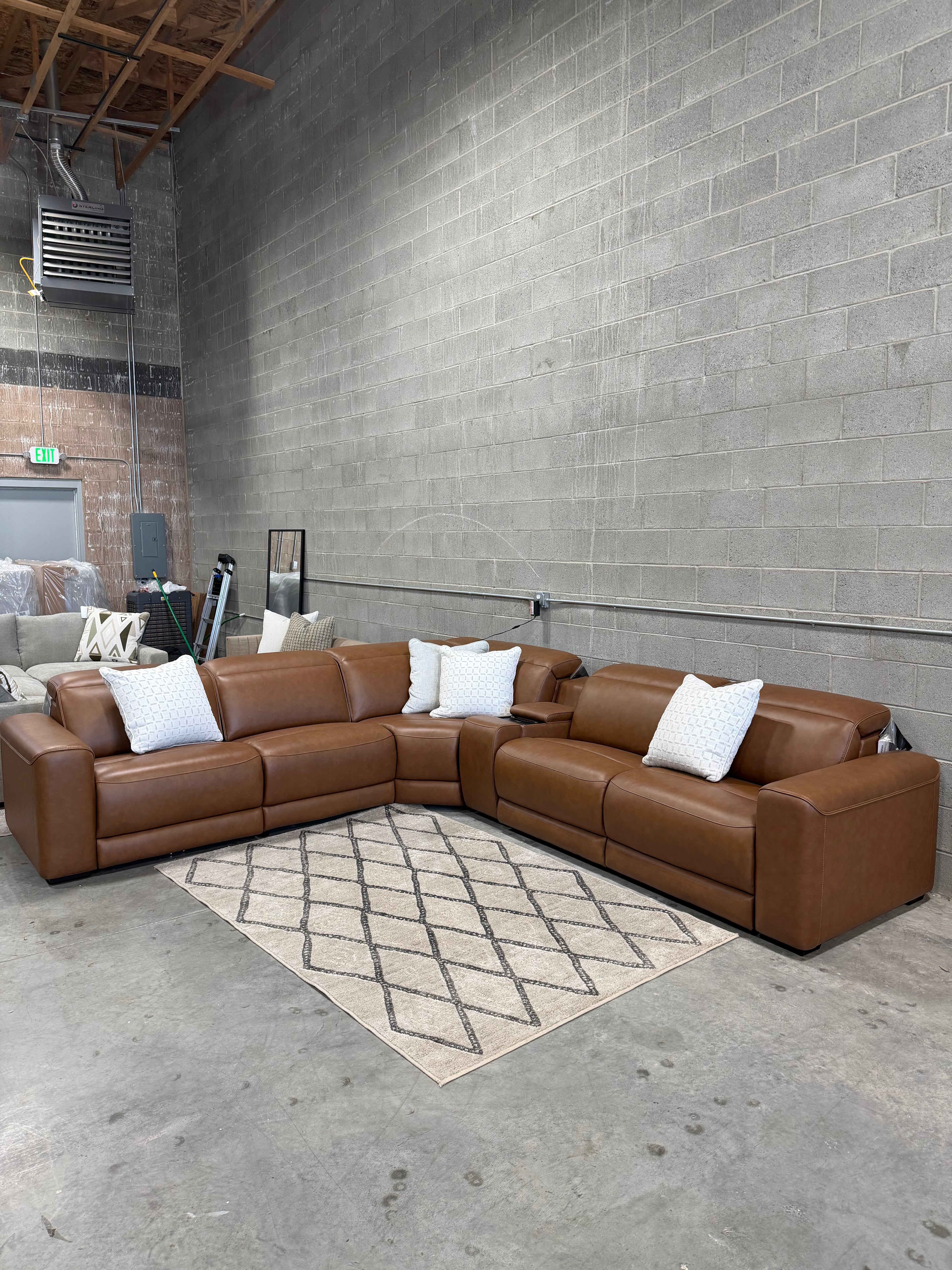 Ashley Rally-Up Leather 5pc Dual Power Reclining Sectional