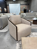 Liyla Beige Swivel with Walnut Trim
