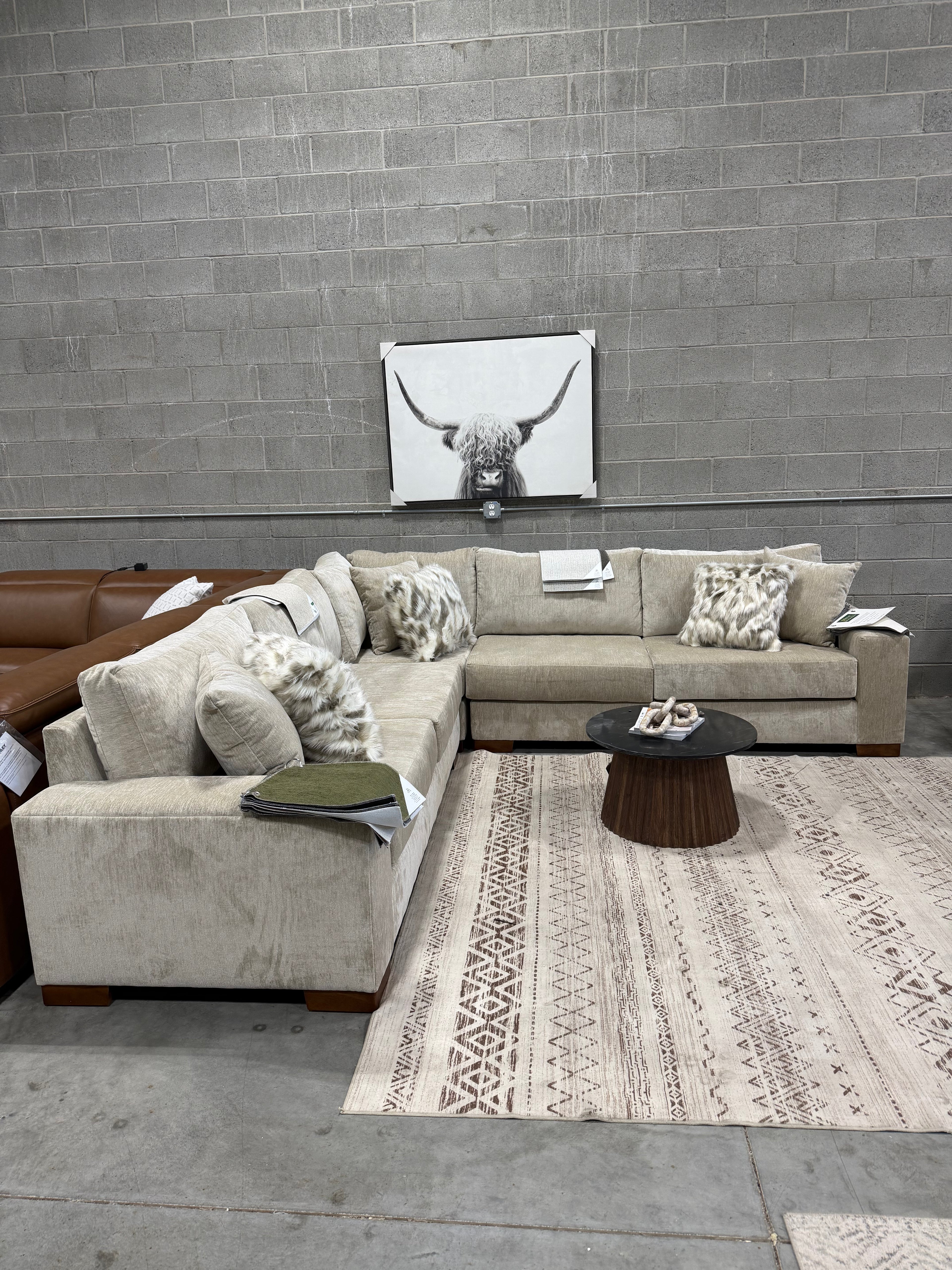 Meridian Greige Sectional with Performance Fabric