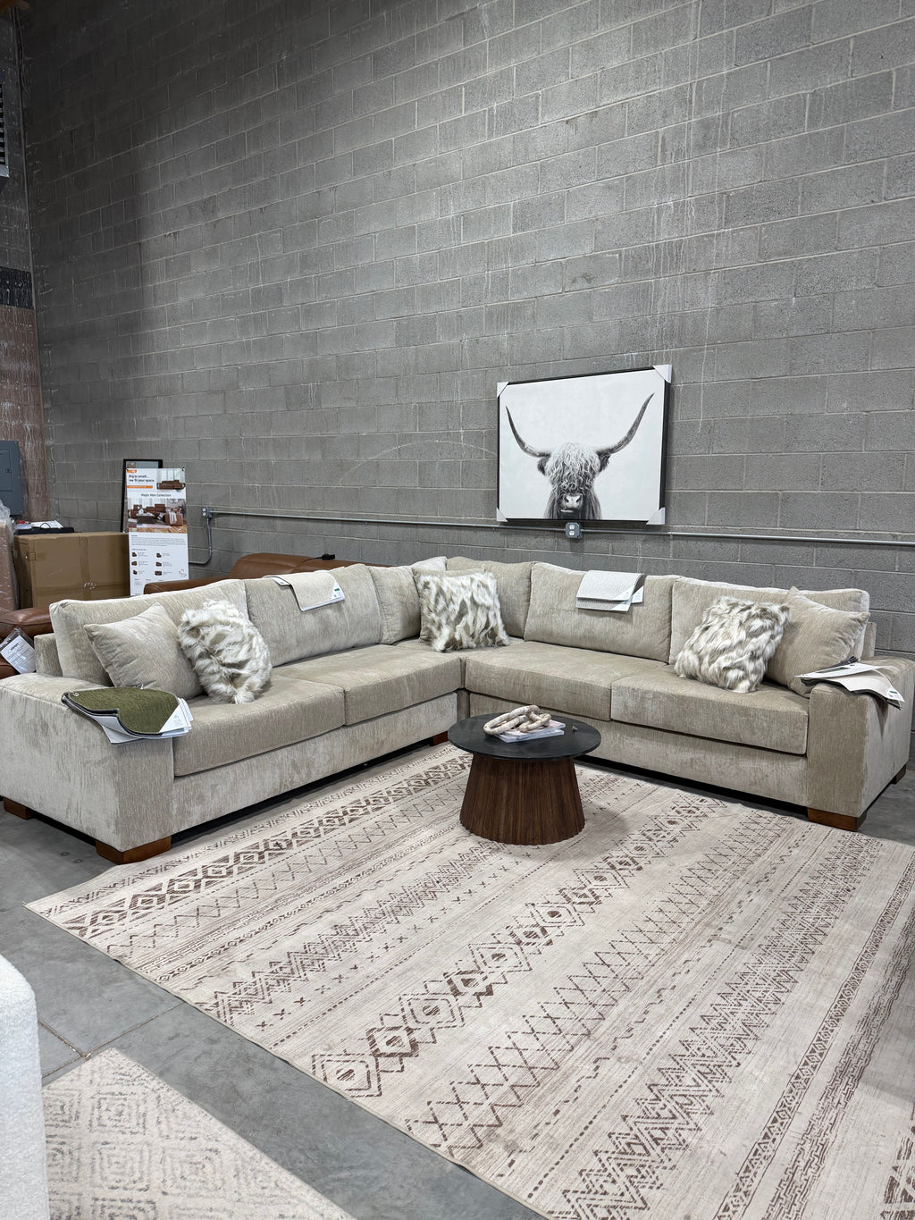 Meridian Greige Sectional with Performance Fabric