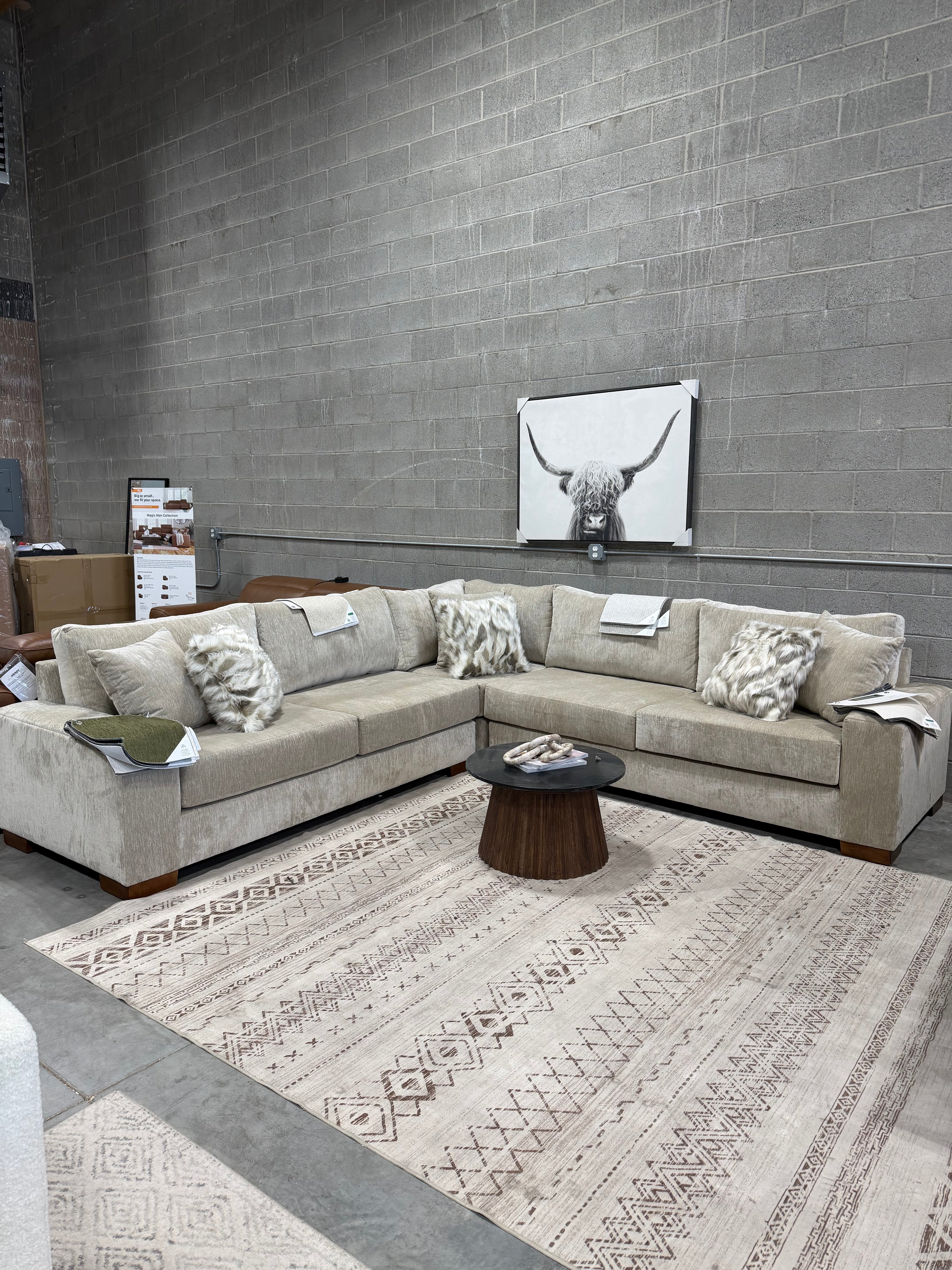 Meridian Greige Sectional with Performance Fabric