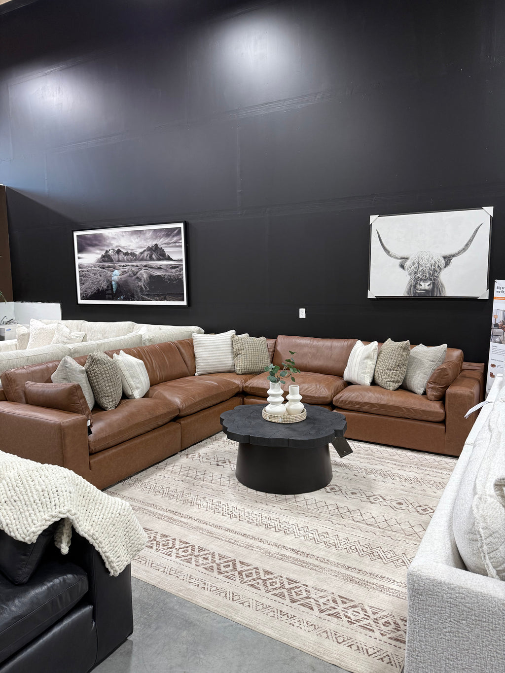 Ashley Emilia 5pc Carmel Leather Sectional