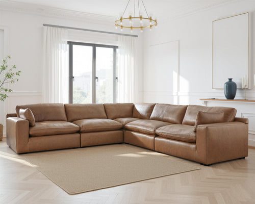 Ashley Emilia 5pc Carmel Leather Sectional