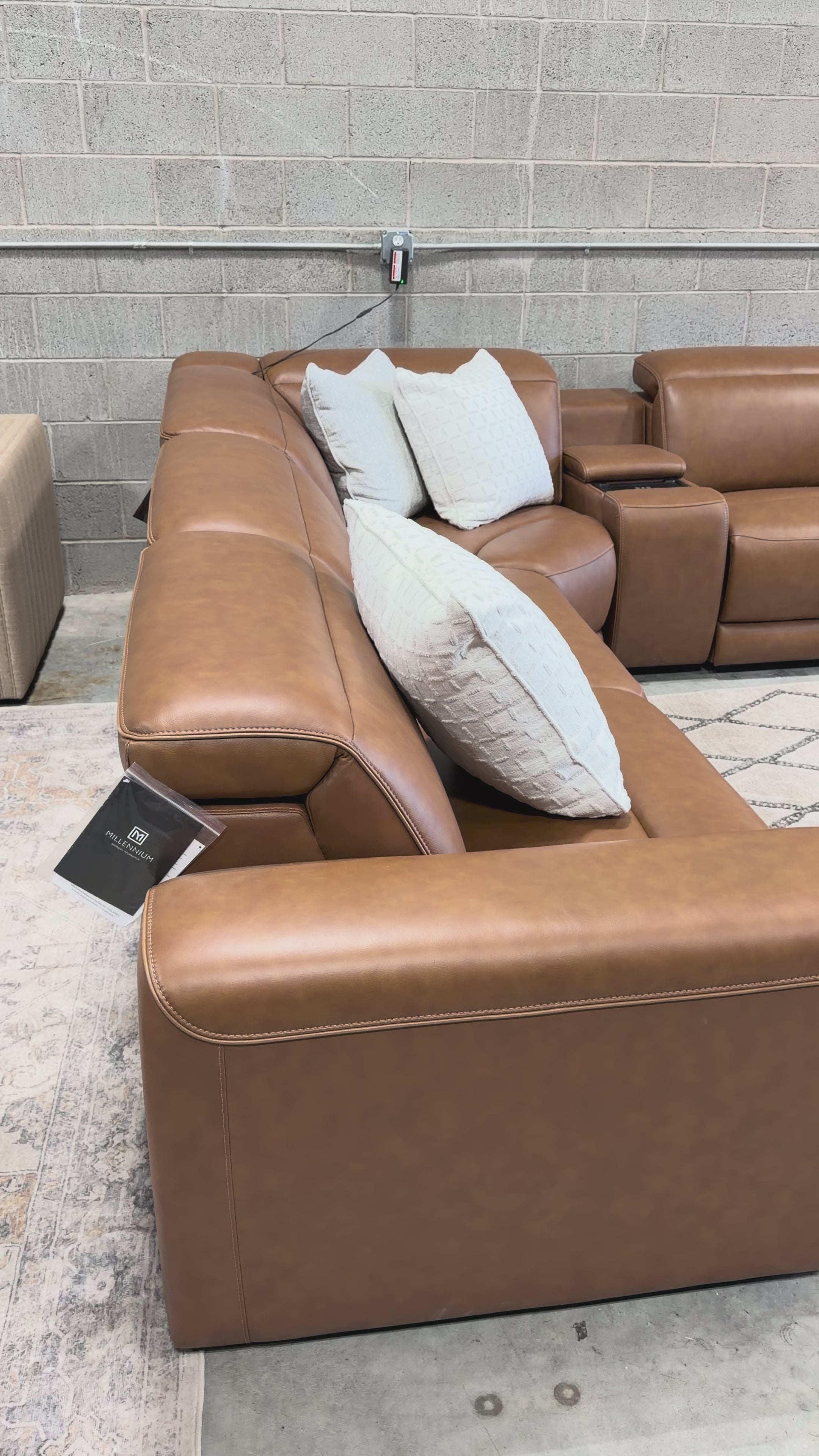 Ashley Rally-Up Leather 5pc Dual Power Reclining Sectional