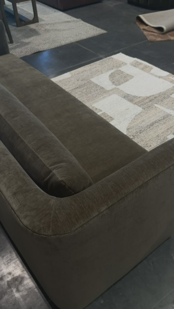 Olive Green Curved Sofa